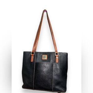 Dooney & Bourke 1975  Black Tote with Brown Straps